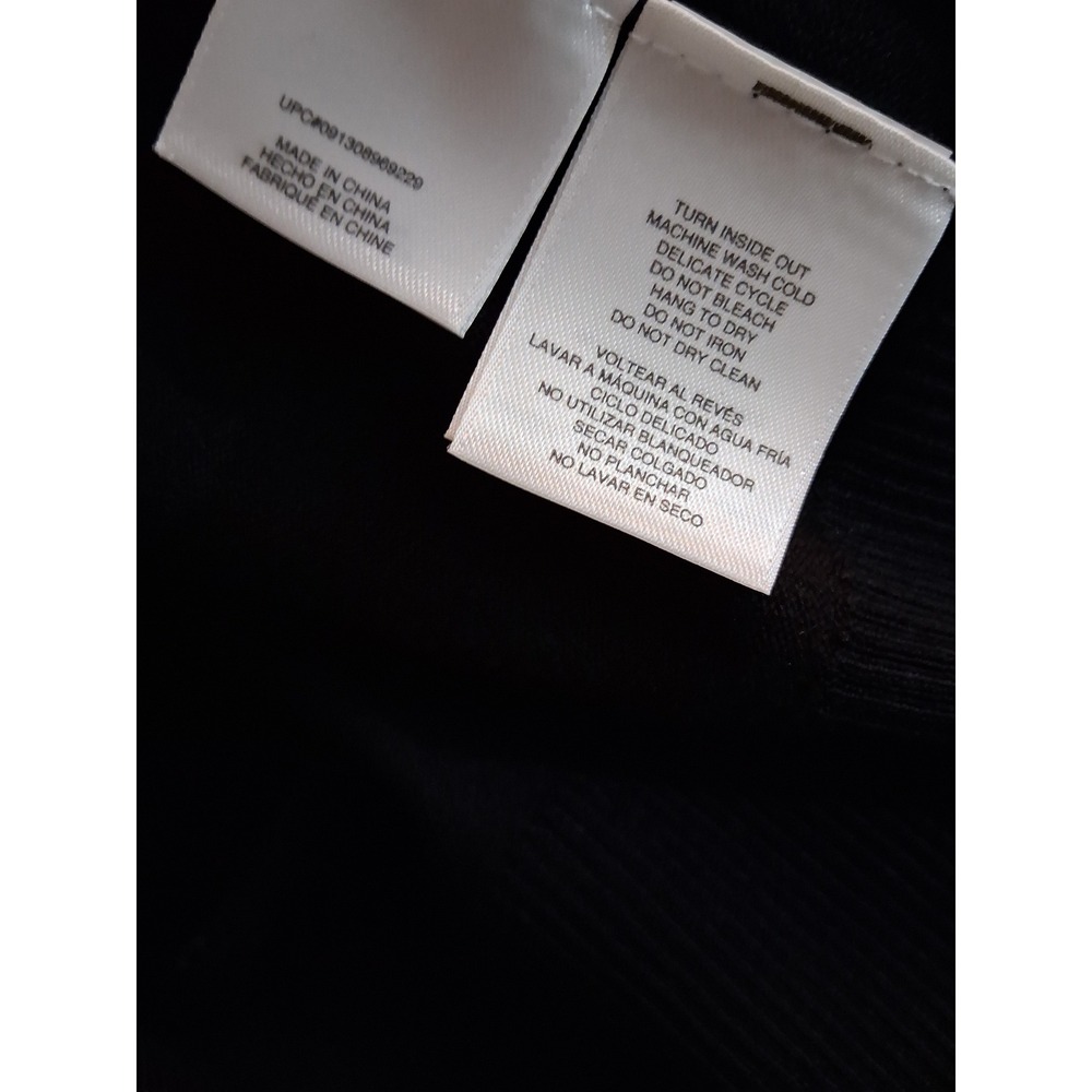Anne Klein Colorblock Hoodie Sweater Women Large Black Tan White Knit Pullover - Picture 6 of 7